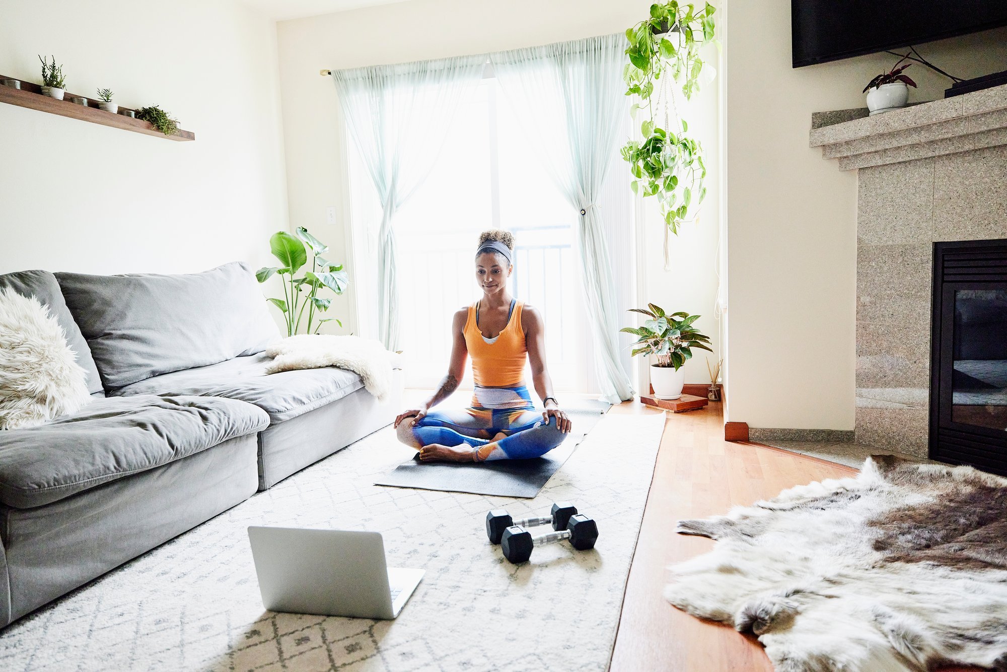 Women working out at home
