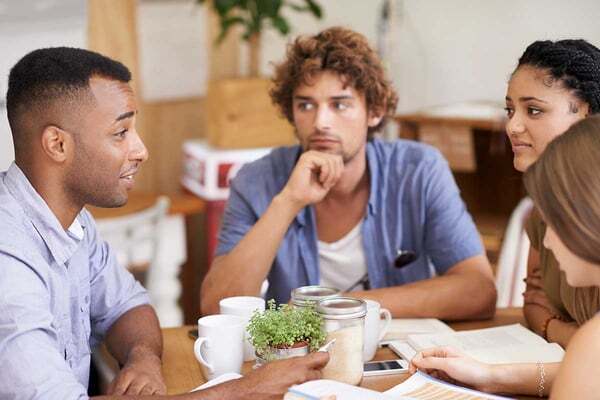 Group of friends eating lunch