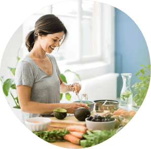 a person cooking in a kitchen