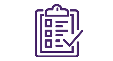A purple icon of a checklist