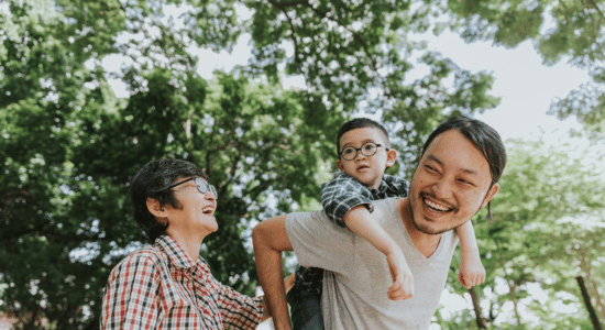 Happy family enjoying time outdoors