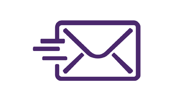 Une icône mauve d'un courriel 