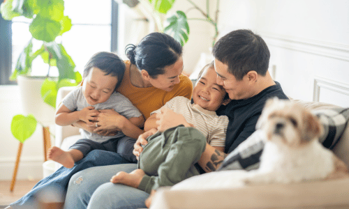 Young happy family